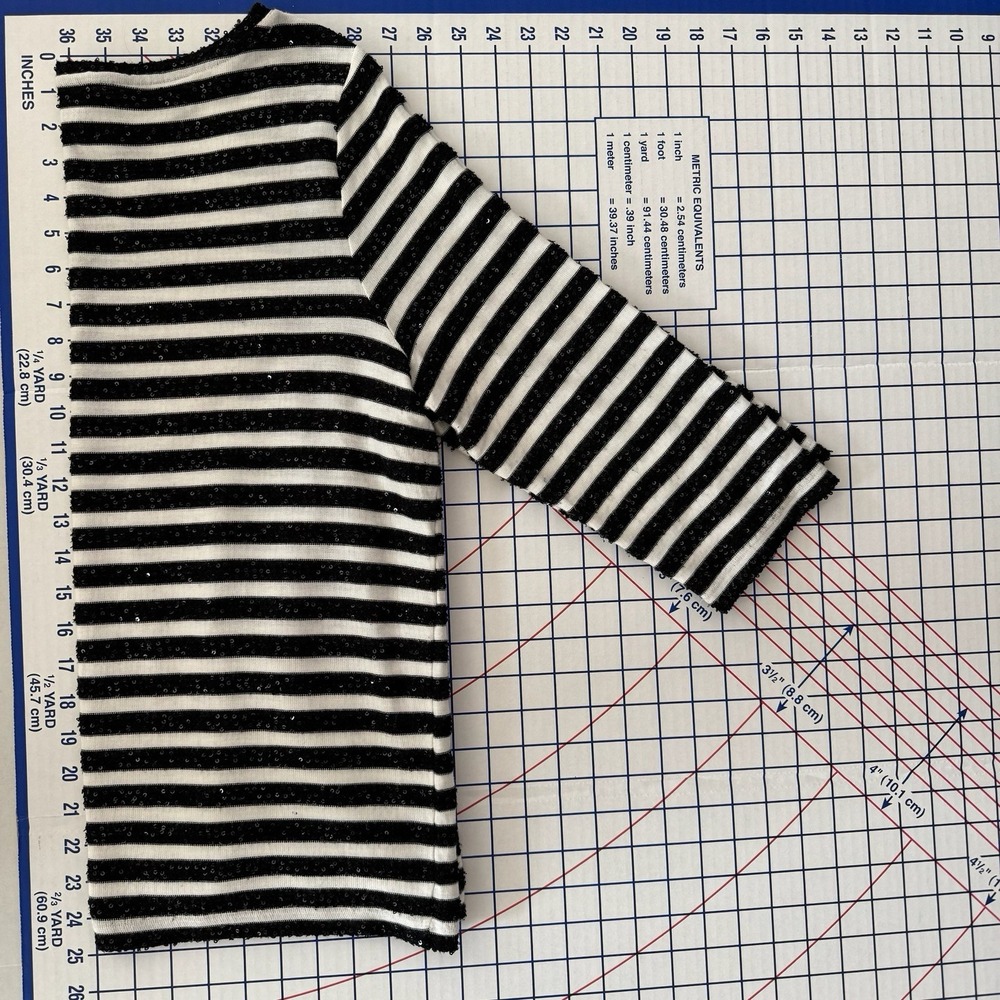 Talbots Black White Striped Sequin Sweater 3/4 Sleeve 1X Holiday NYE Festive‎ - Picture 6 of 8